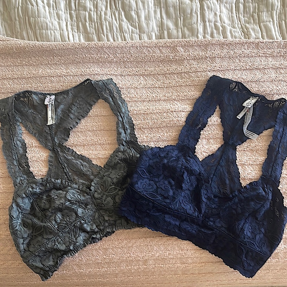 Free People lot of 2 Galloon Racerback Bralettes, size Small